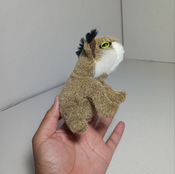 Folkmanis Brown Mini Bob Cat Finger Puppet Tan with Green Eyes 5" - Picture 7 of 10